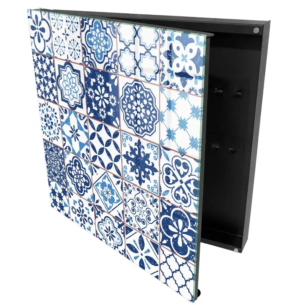 Armoire à clés mosaïques bleues aux motifs uniques