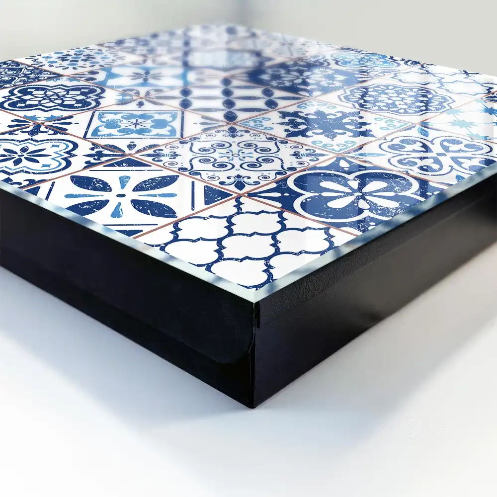 Armoire à clés mosaïques bleues aux motifs uniques