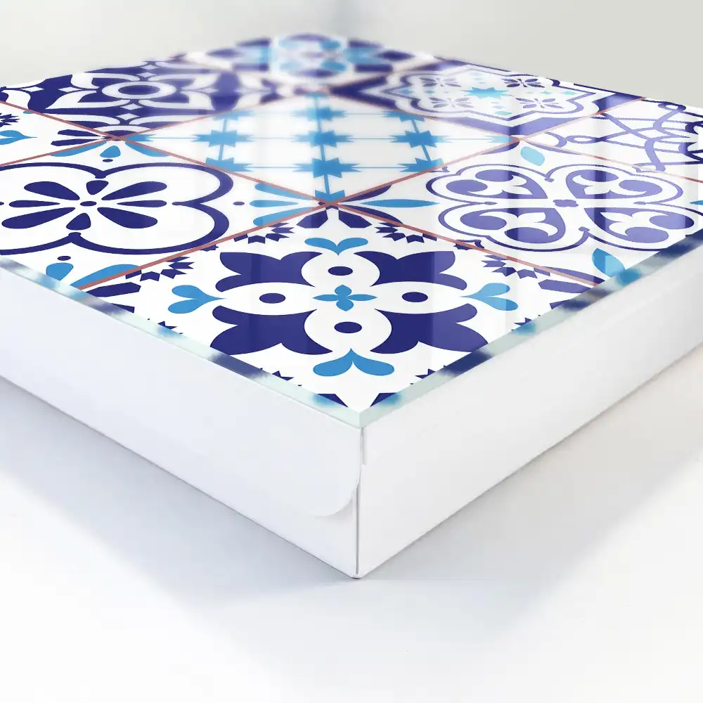 Boîte à clés murale motifs bleus à motifs floraux et étoilés