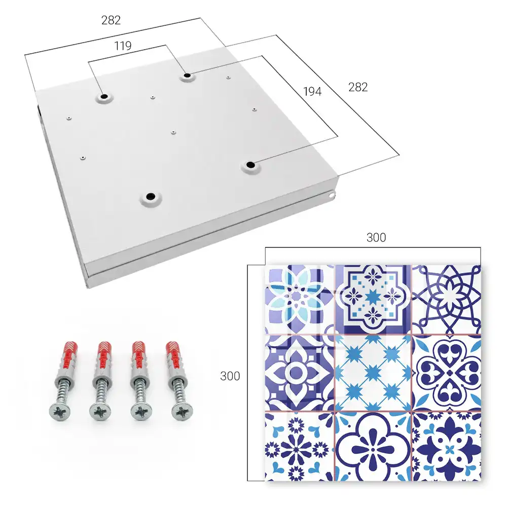Boîte à clés murale motifs bleus à motifs floraux et étoilés
