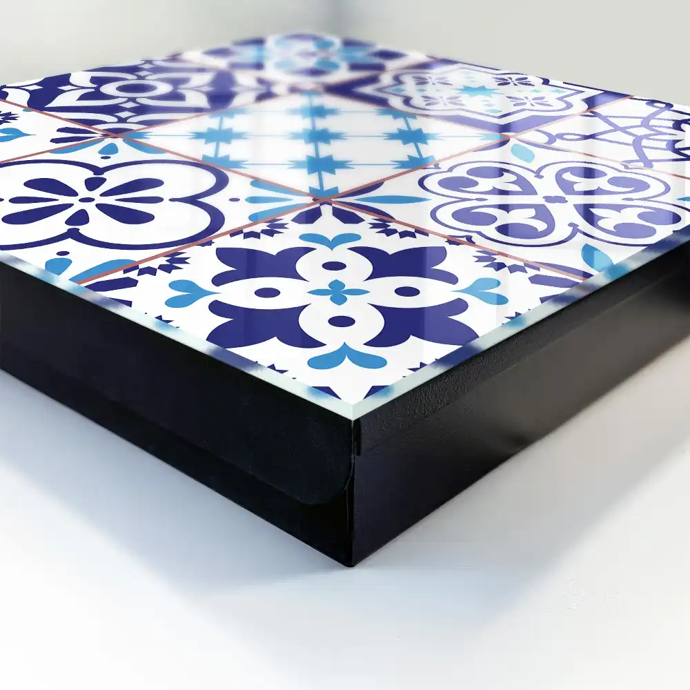 Boîte à clés murale motifs bleus à motifs floraux et étoilés