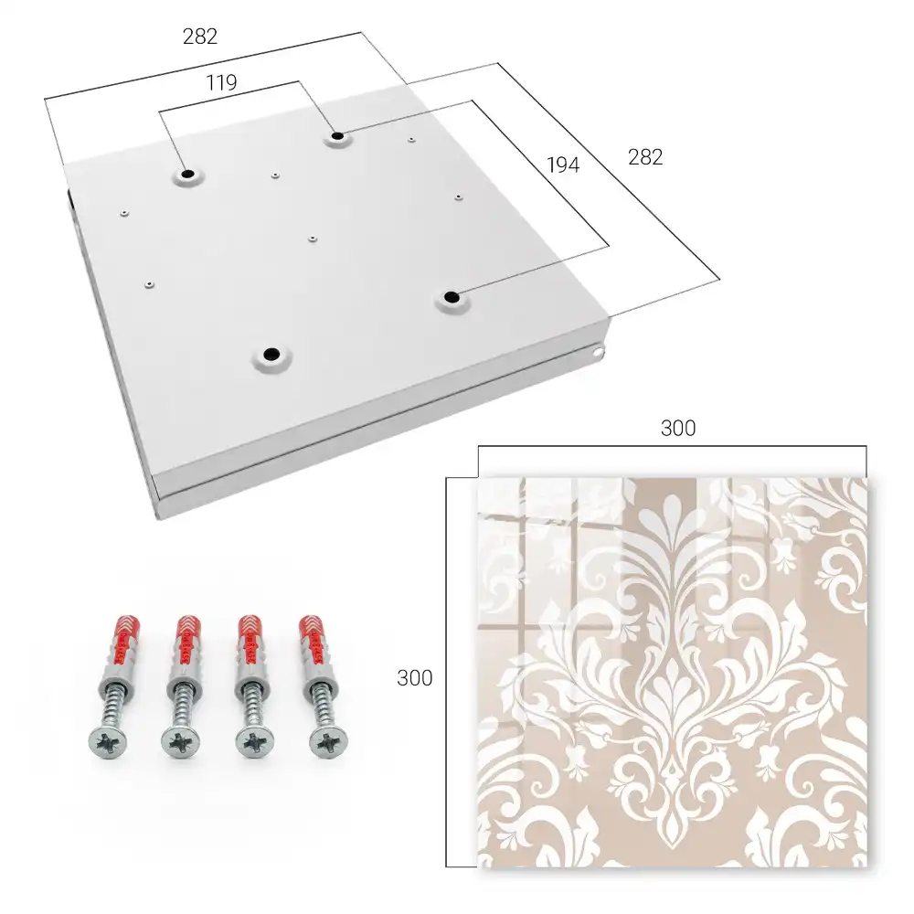 Armoire à clés fond beige motifs symétriques blancs élégants