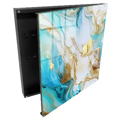 Boîte à clés murale des tourbillons turquoise et des accents beiges dans une composition dynamique