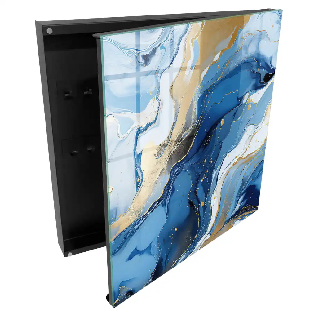 Armoire à clés abstraction dynamique bleu-jaune