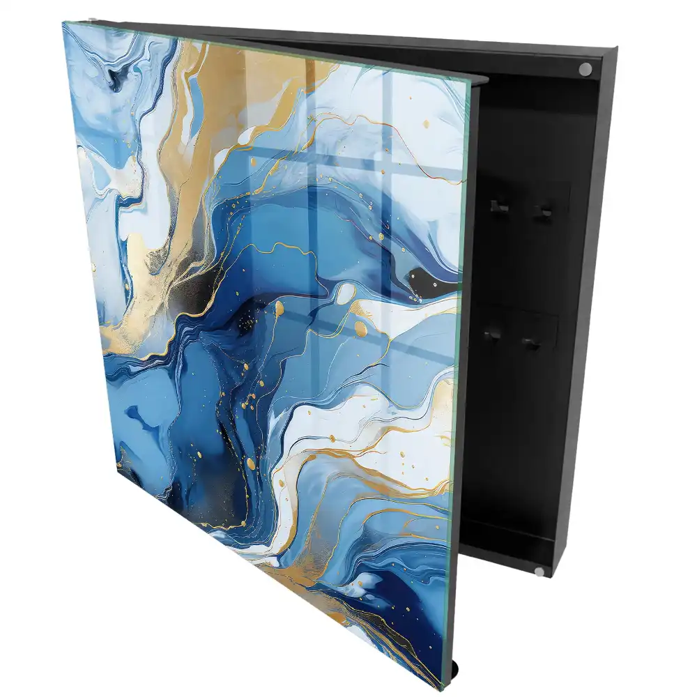 Armoire à clés abstraction dynamique bleu-jaune