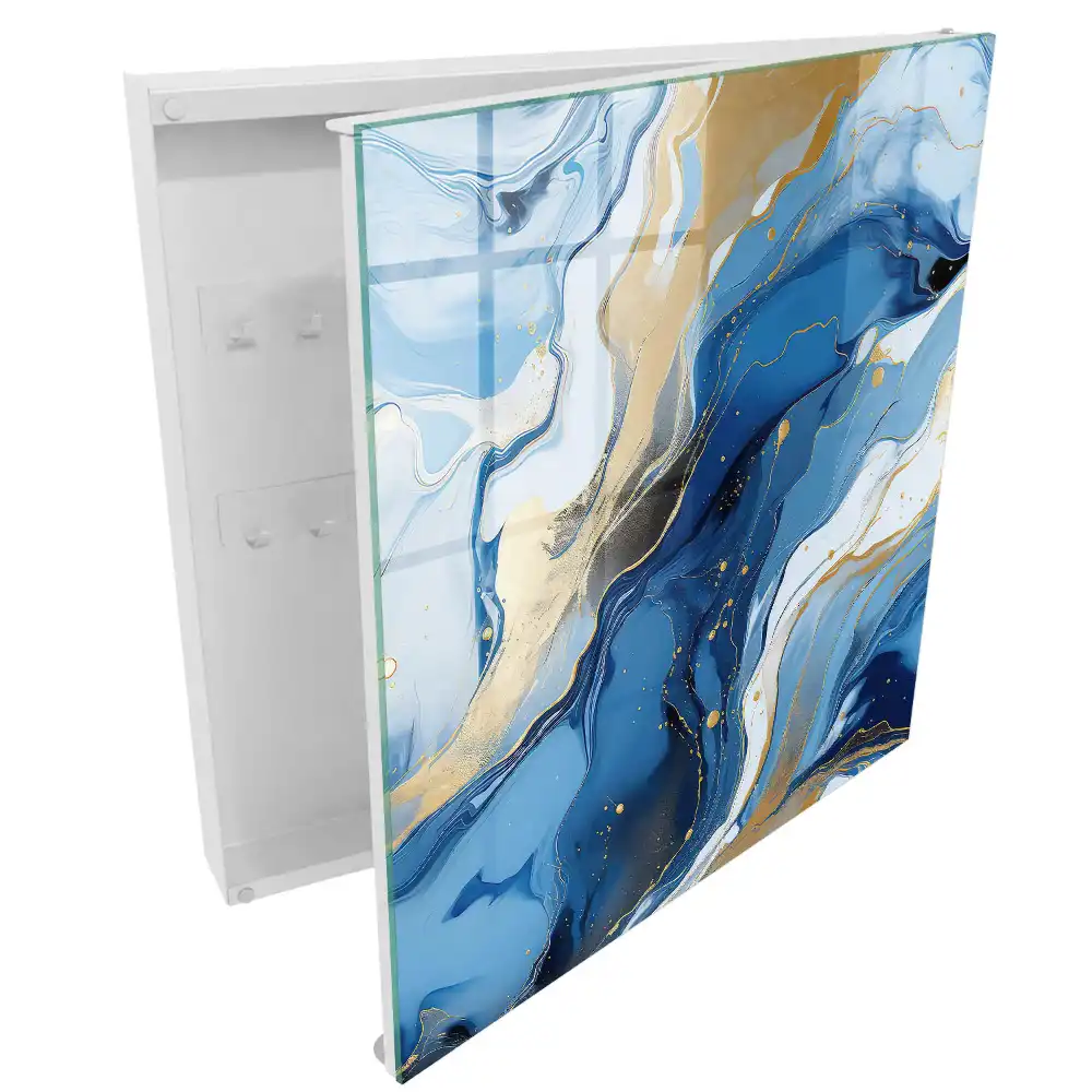 Armoire à clés abstraction dynamique bleu-jaune