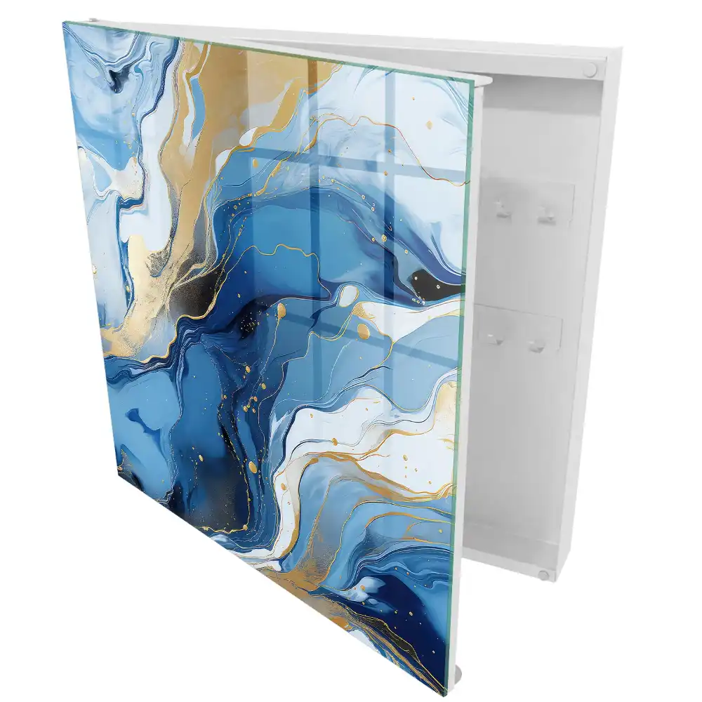 Armoire à clés abstraction dynamique bleu-jaune