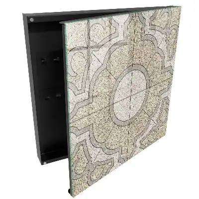 Boîte à clés murale motif mosaïque gris et beige