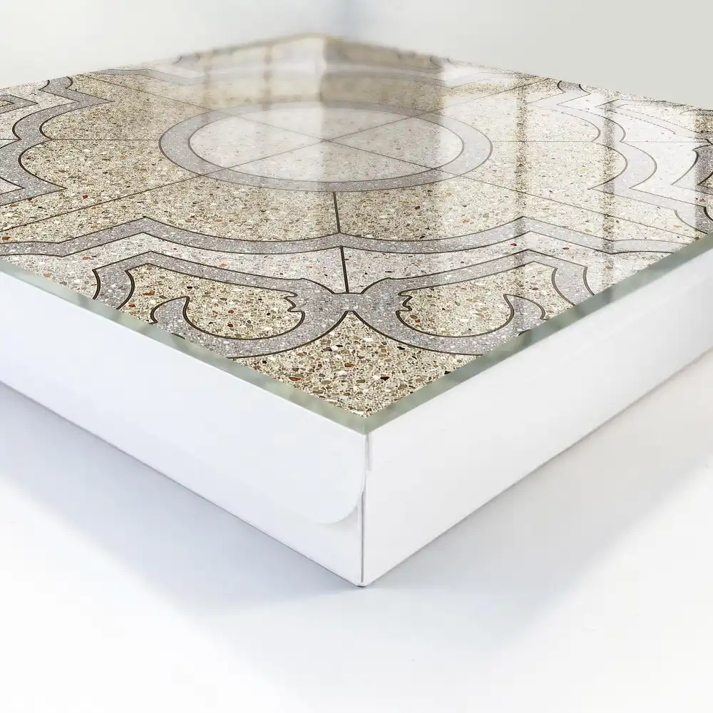 Boîte à clés murale motif mosaïque gris et beige