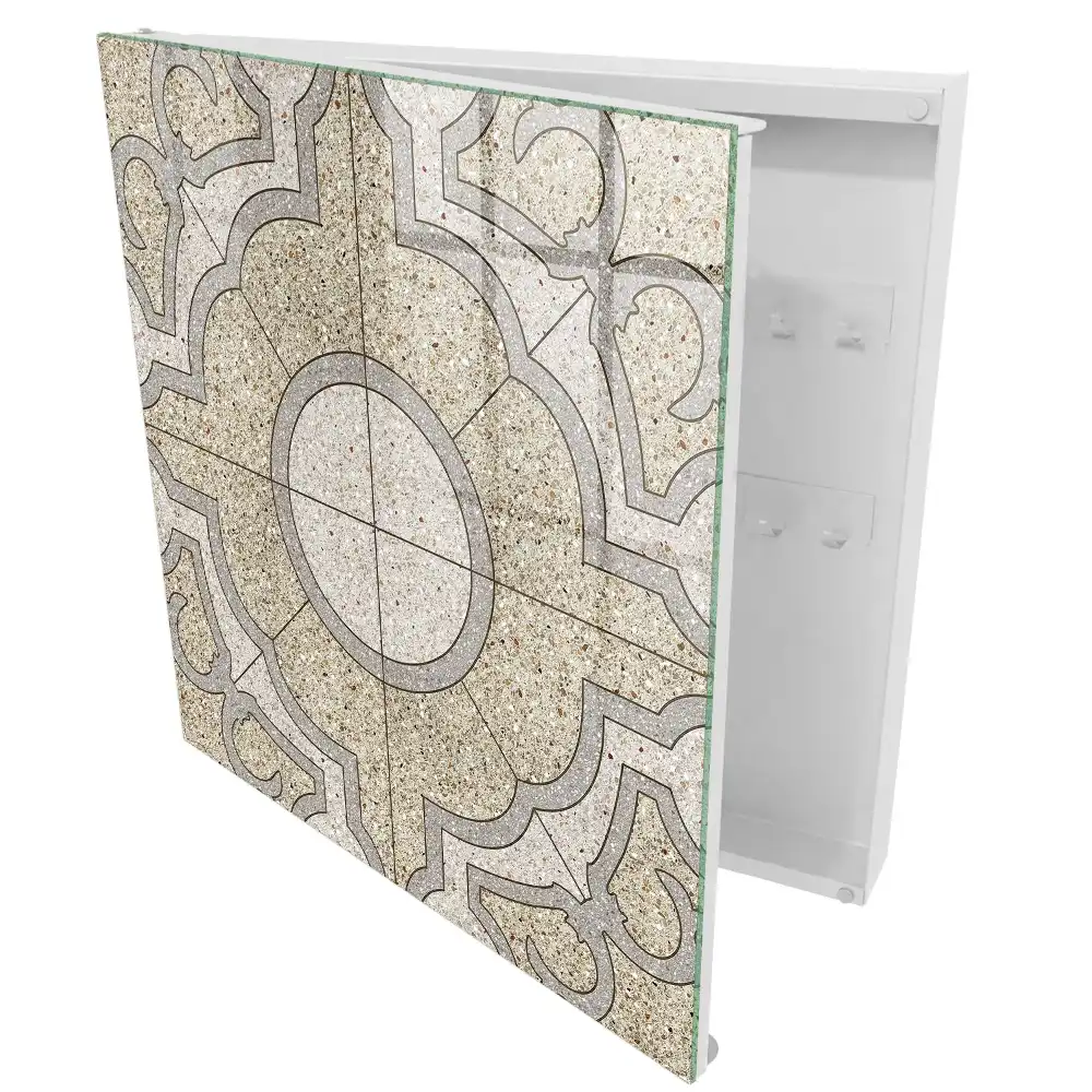 Boîte à clés murale motif mosaïque gris et beige