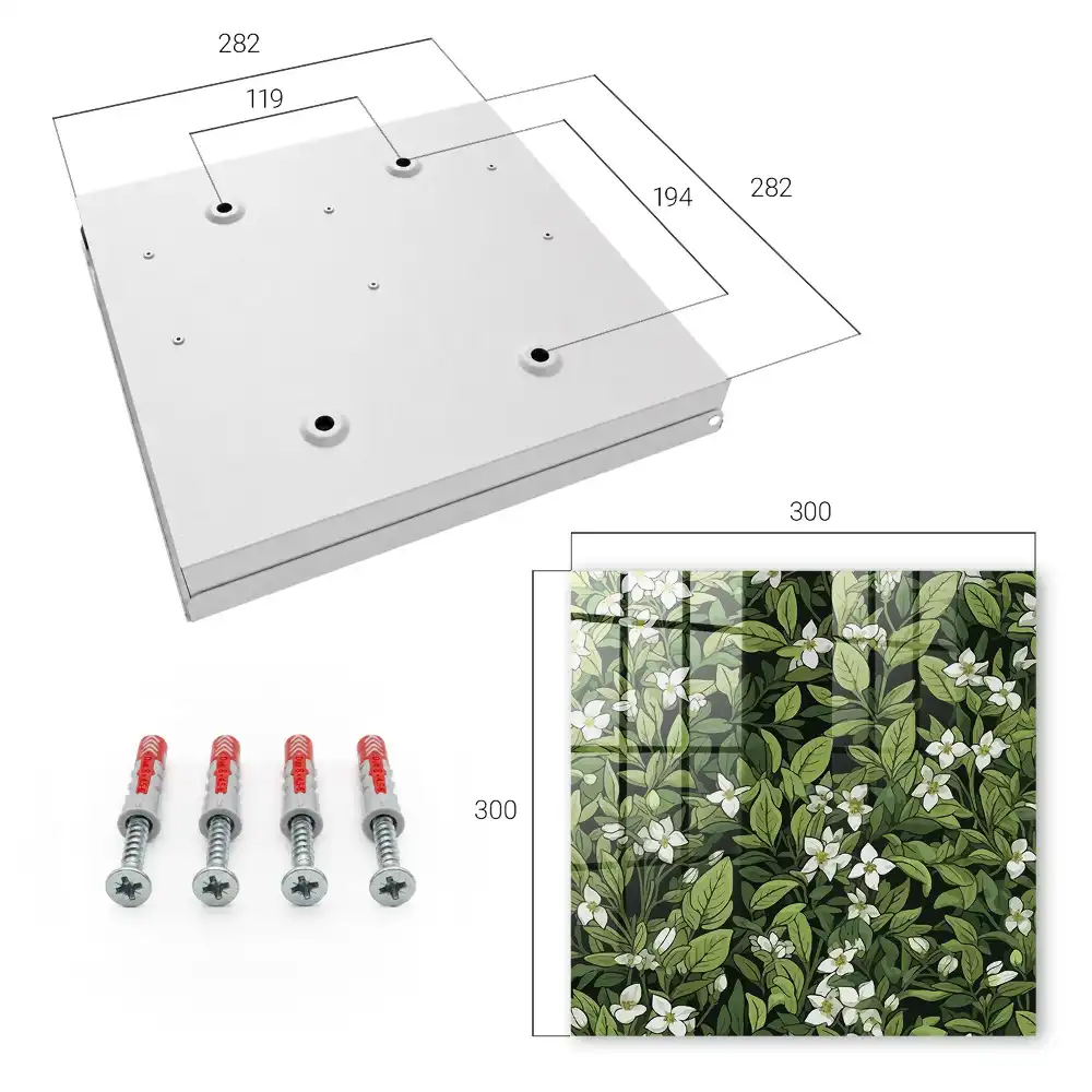 Boîte à clés feuilles vertes et fleurs blanches pleines de vie