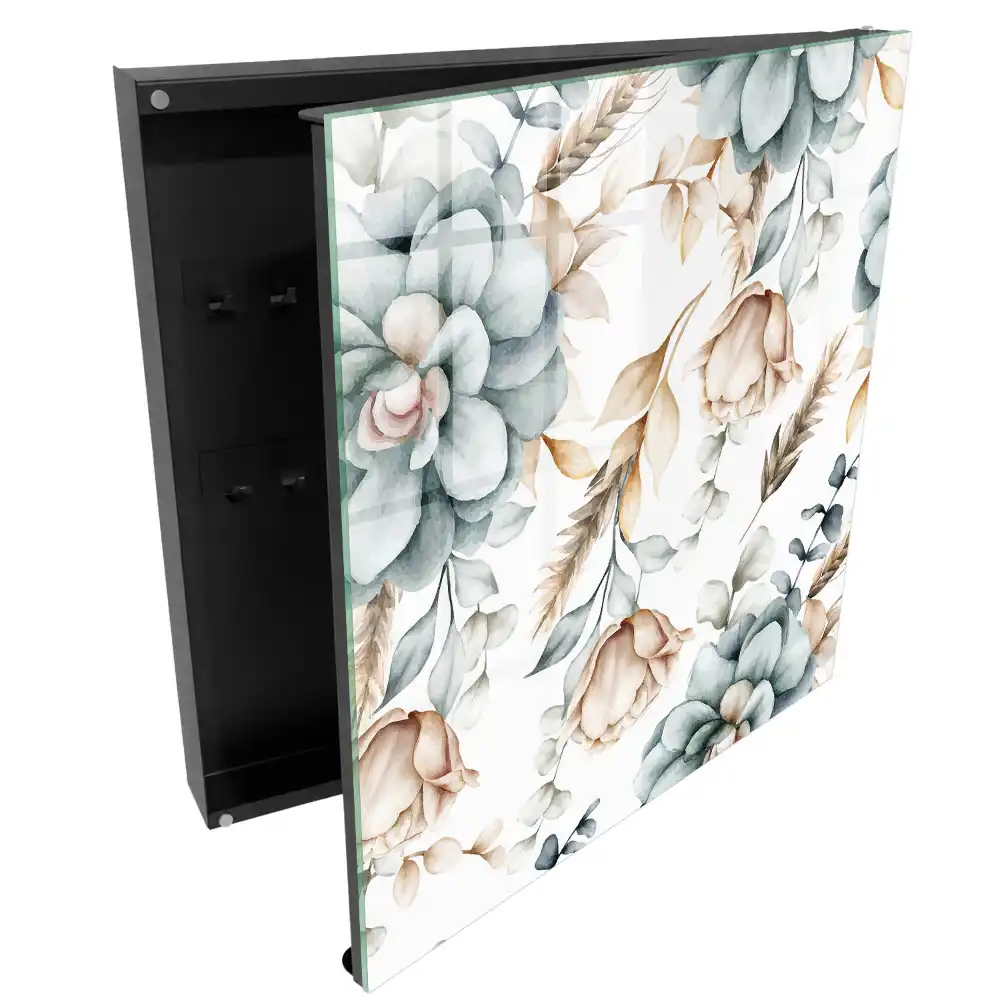 Armoire à clés motifs végétaux aux couleurs douces