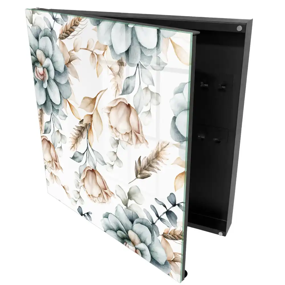 Armoire à clés motifs végétaux aux couleurs douces