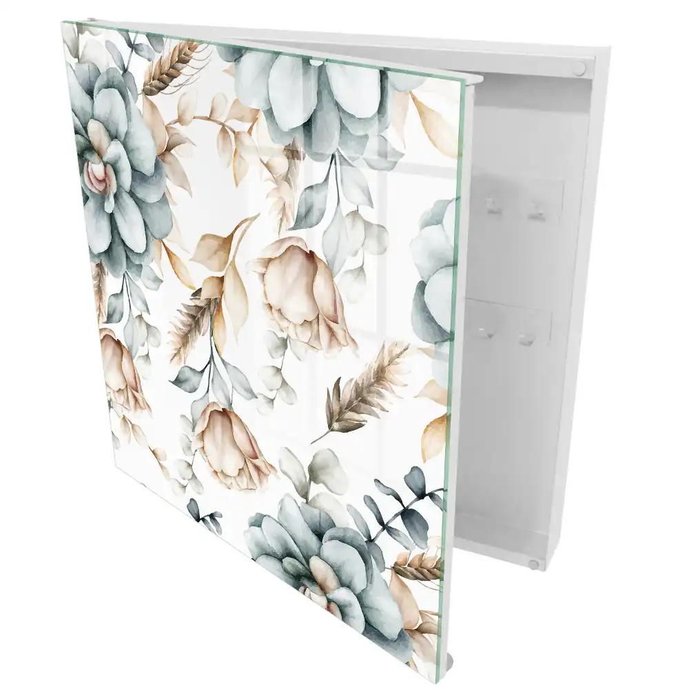 Armoire à clés motifs végétaux aux couleurs douces