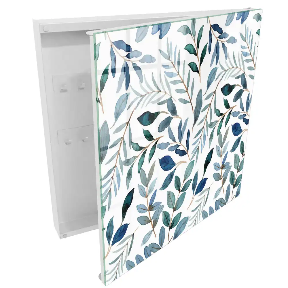 Boîte à clés murale feuilles délicates sur fond blanc
