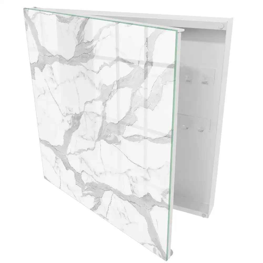 Boîte à clés motif marbré dans des tons de blanc et de gris
