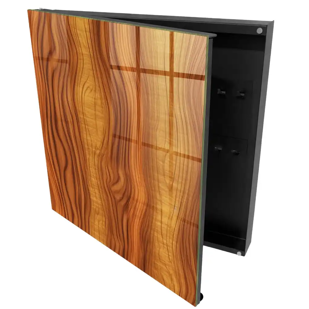 Armoire à clés motifs de bois naturel dans les tons bruns