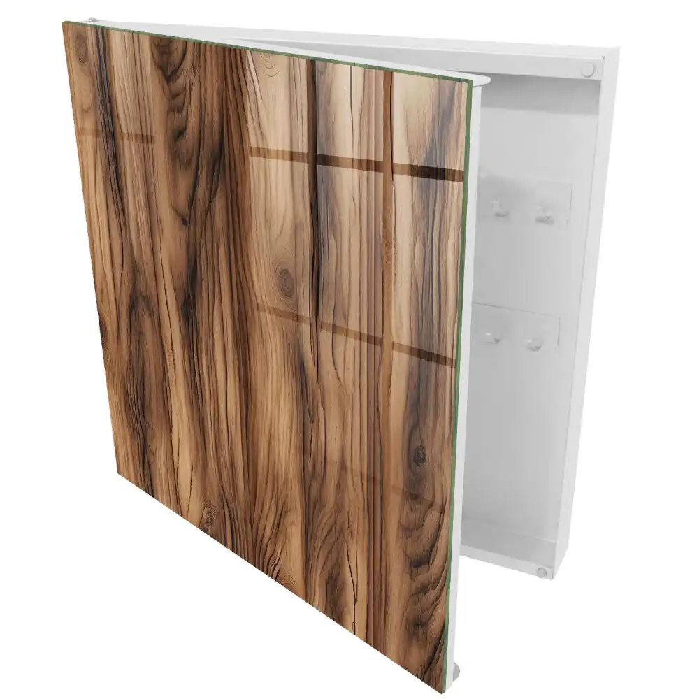 Boîte à clés murale motif de bois naturel expressif