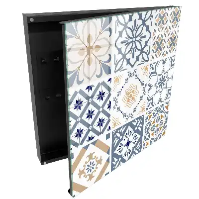 Armoire à clés motifs de carreaux géométriques colorés et classiques