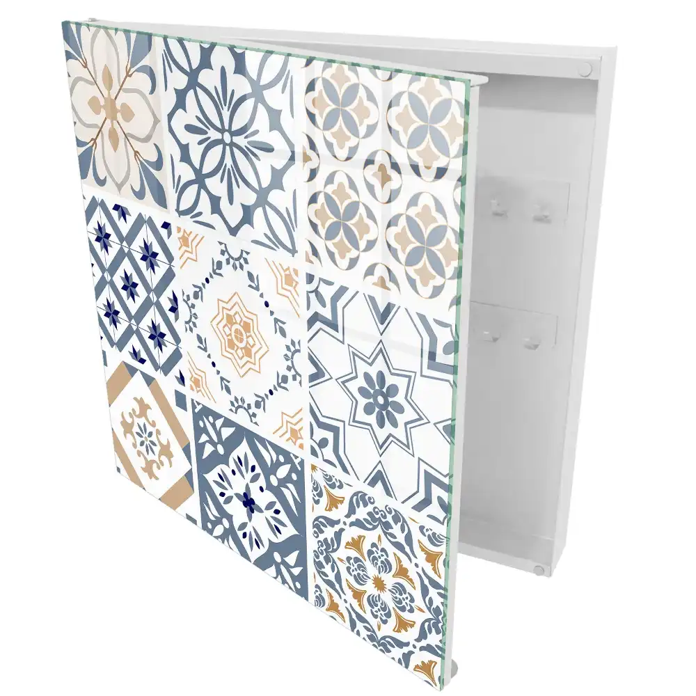 Armoire à clés motifs de carreaux géométriques colorés et classiques