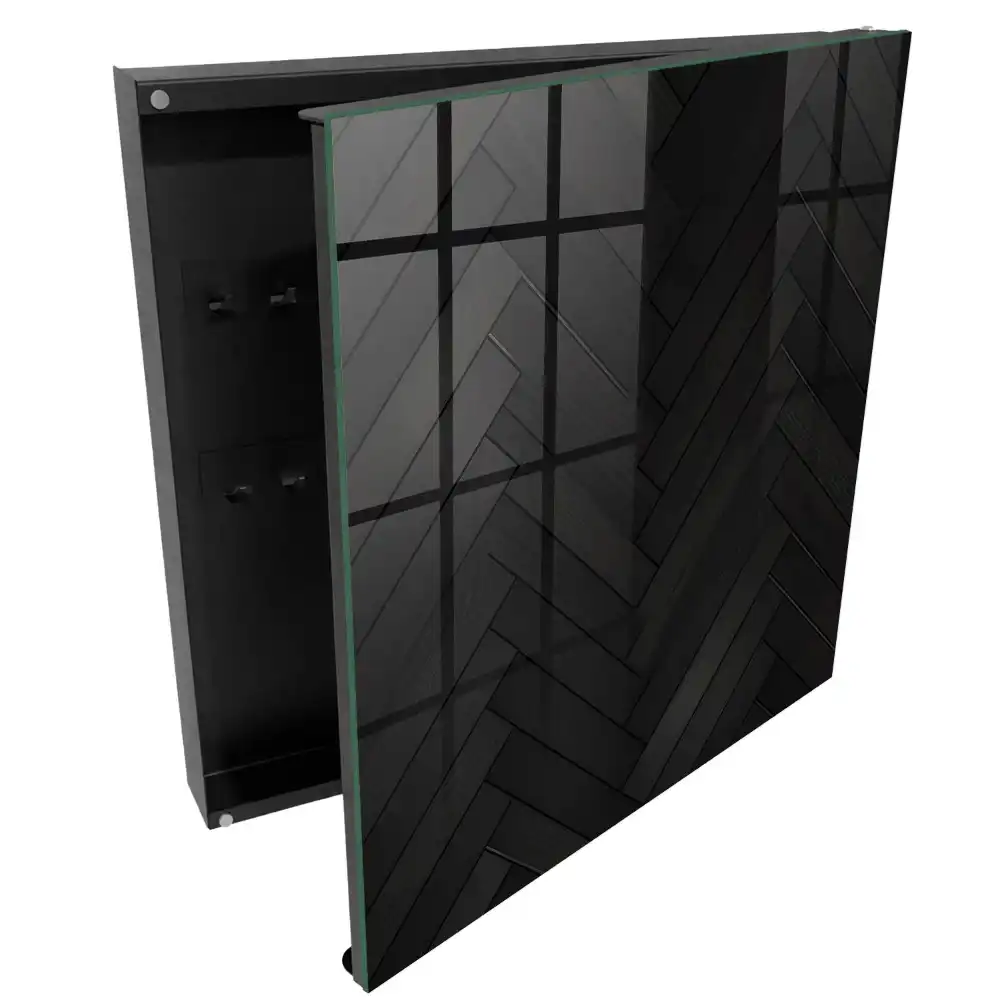 Armoire à clés motif à chevrons foncé sur bois