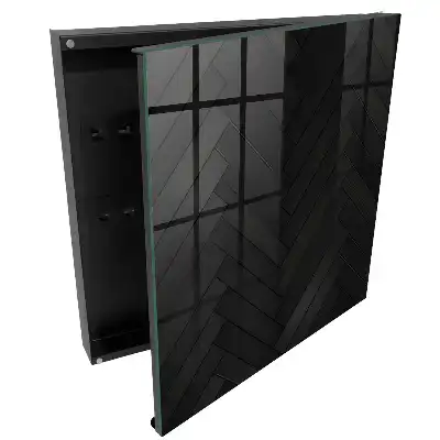 Armoire à clés motif à chevrons foncé sur bois