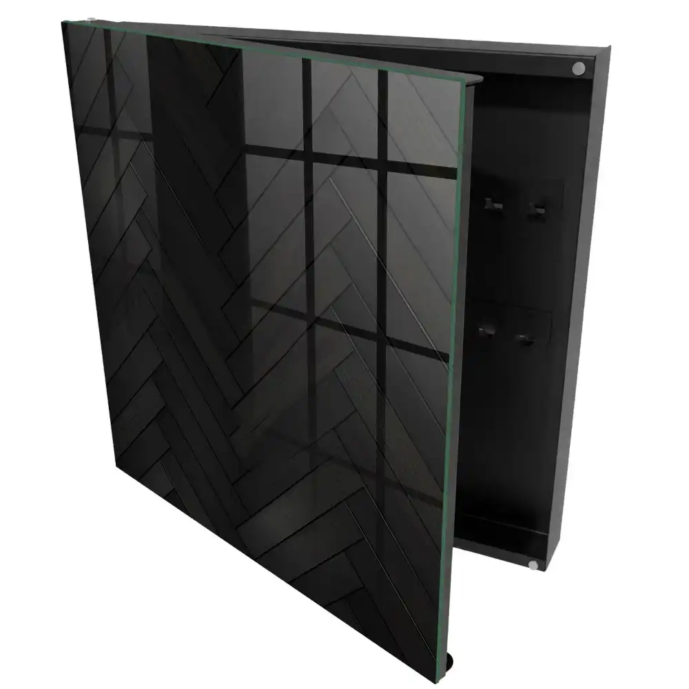 Armoire à clés motif à chevrons foncé sur bois
