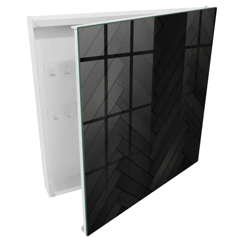 Armoire à clés motif à chevrons foncé sur bois