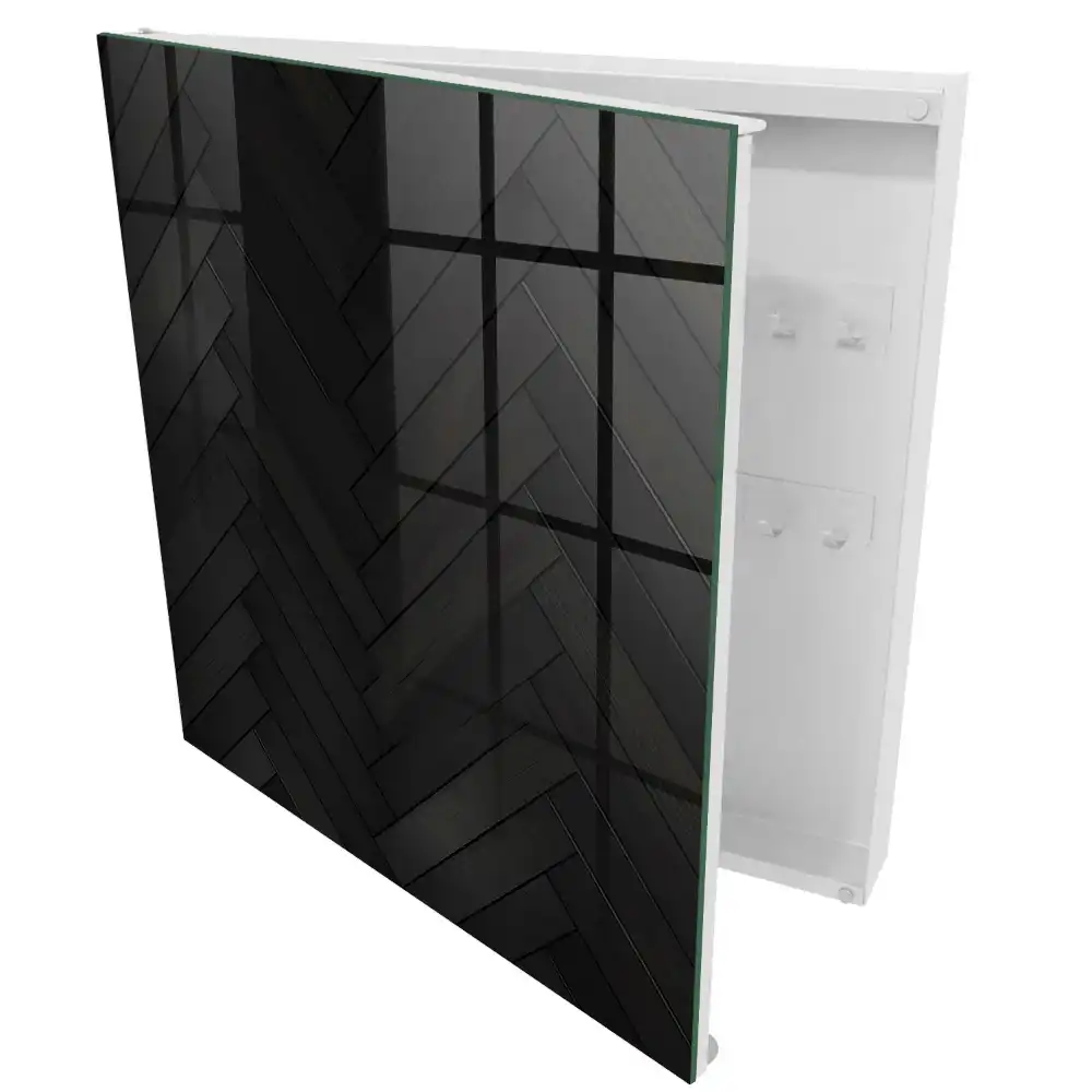 Armoire à clés motif à chevrons foncé sur bois
