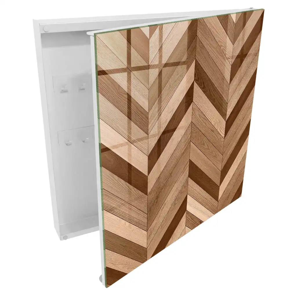 Boîte à clés murale dynamique atmosphérique du motif en chevrons du bois