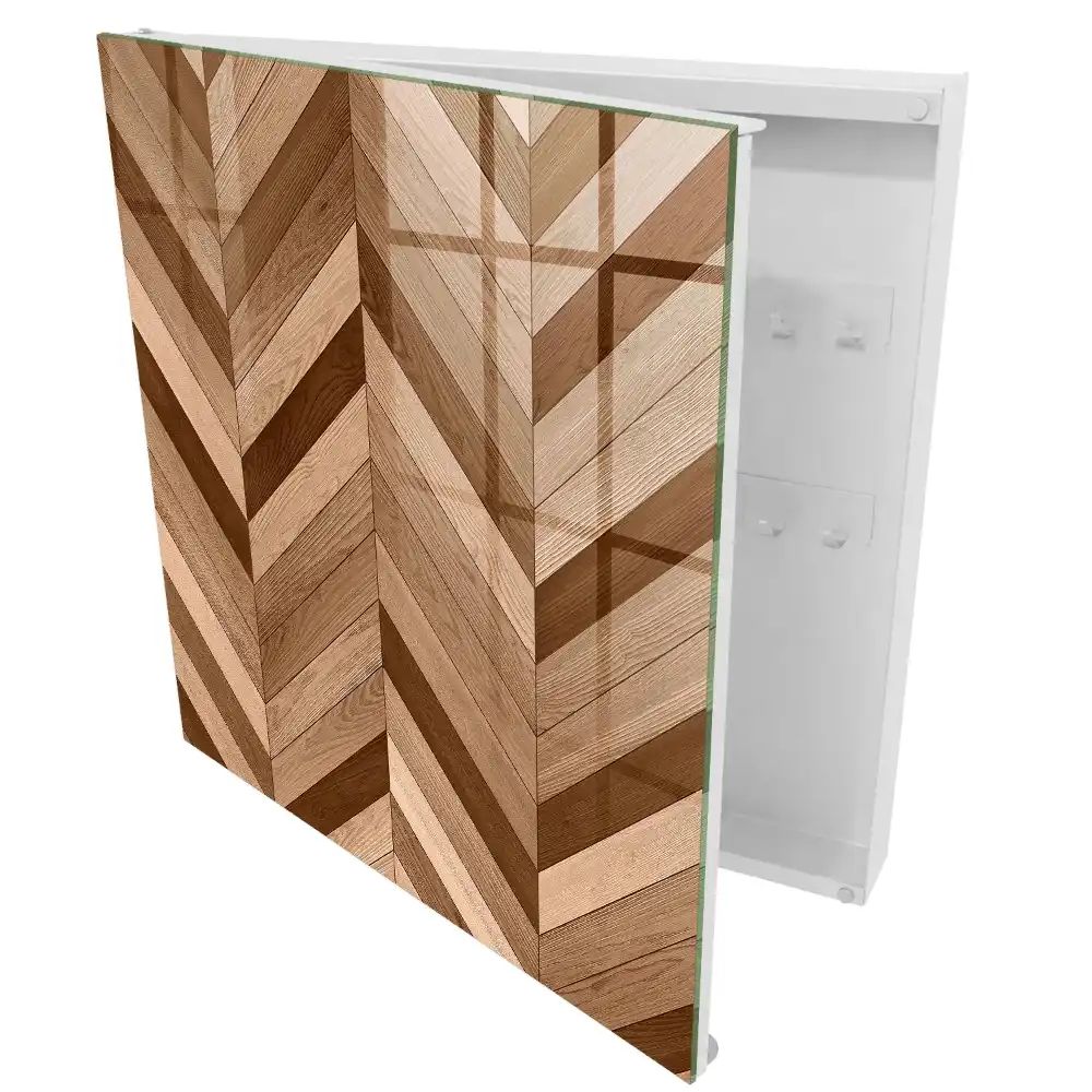 Boîte à clés murale dynamique atmosphérique du motif en chevrons du bois