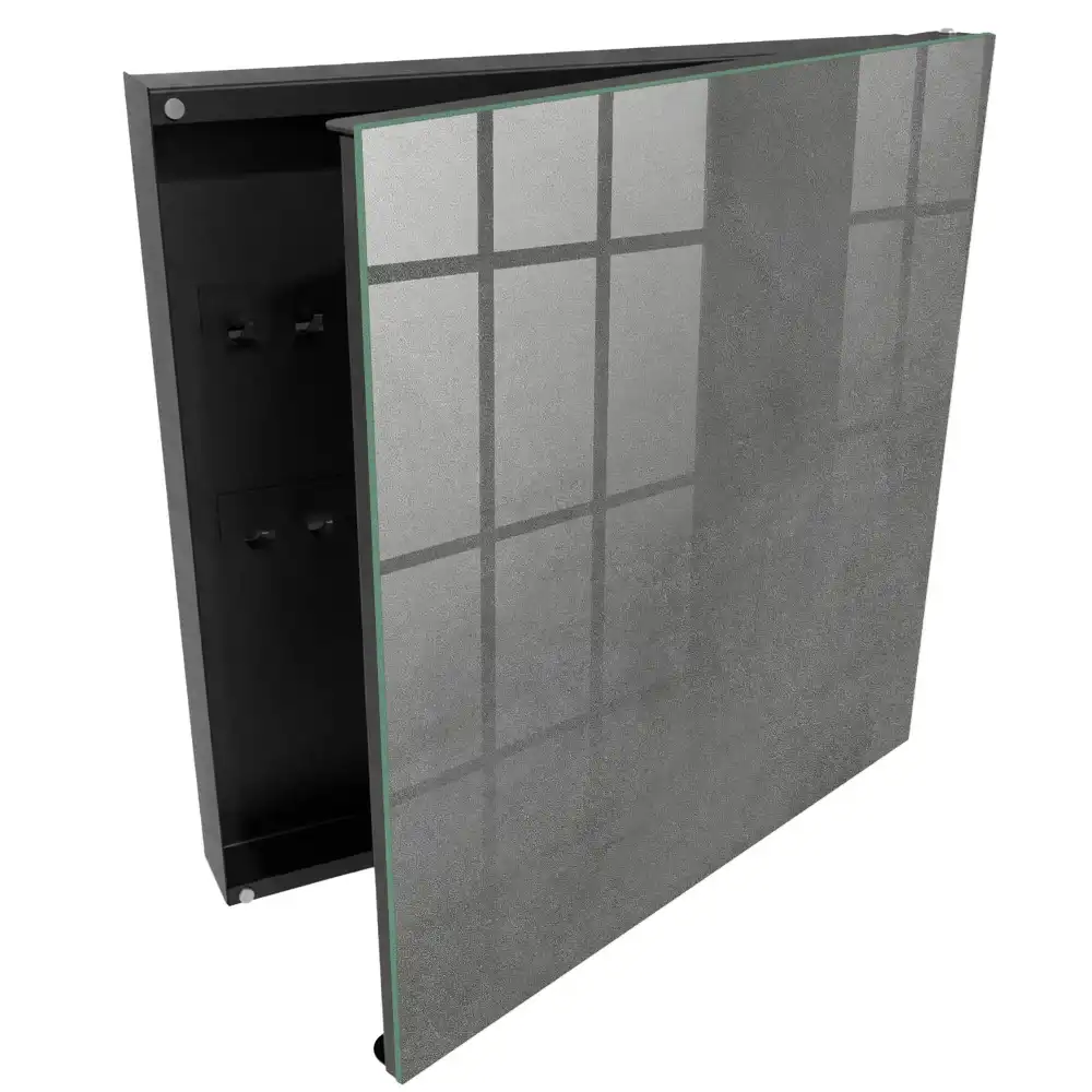 Armoire à clés un gris élégant aux subtiles transitions de tons.