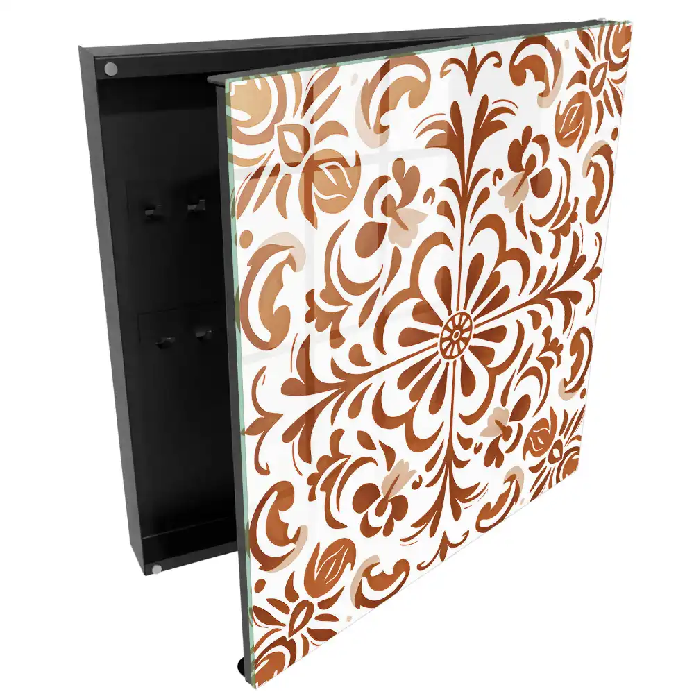 Boîte à clés murale motif symétrique à motifs floraux