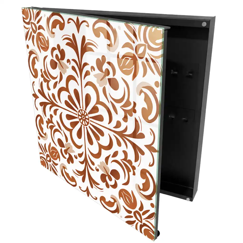 Boîte à clés murale motif symétrique à motifs floraux