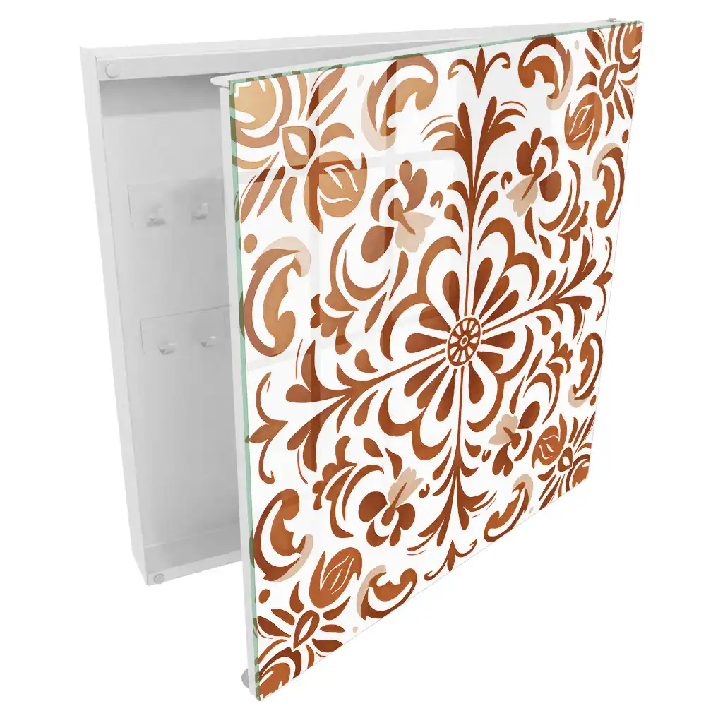 Boîte à clés murale motif symétrique à motifs floraux