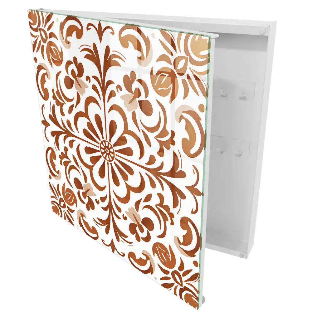 Boîte à clés murale motif symétrique à motifs floraux