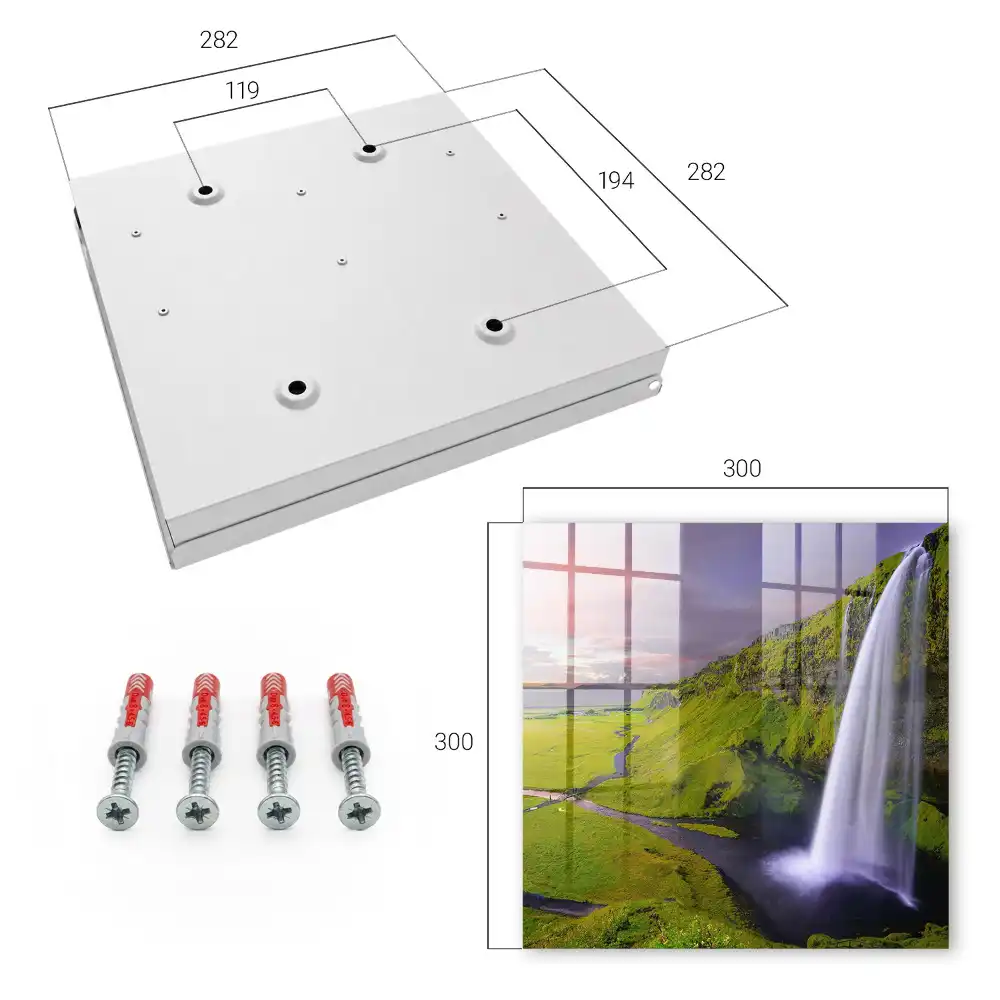 Boîte à clés une cascade au milieu de la verdure et d'un ciel coloré