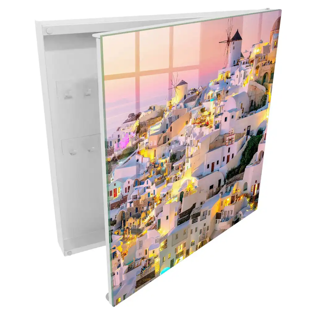 Armoire à clés ville grecque au coucher du soleil