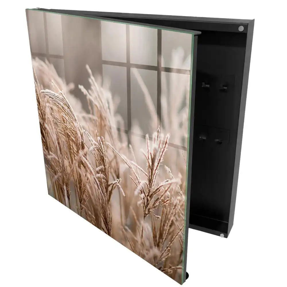 Armoire à clés des herbes délicates couvertes de givre dans des teintes chaudes