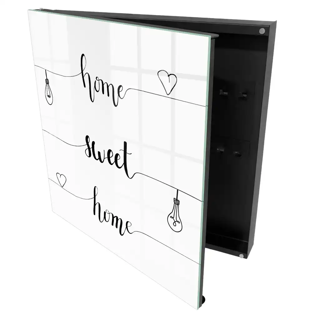 Boîte à clés design monochrome avec le texte « home sweet home »
