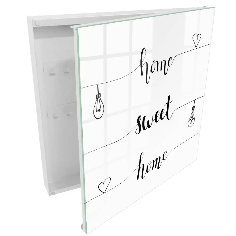 Boîte à clés design monochrome avec le texte « home sweet home »