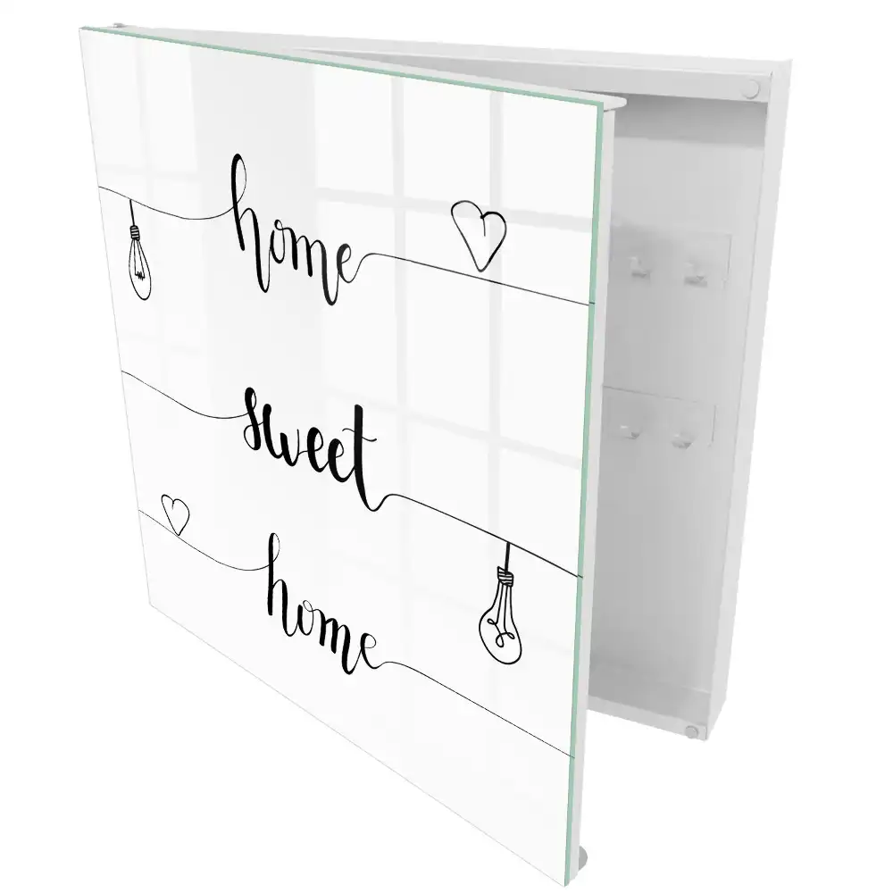 Boîte à clés design monochrome avec le texte « home sweet home »