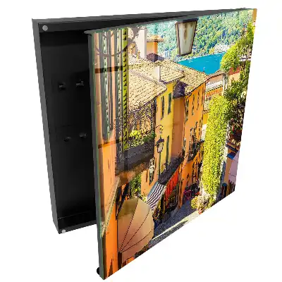 Boîte à clés murale une rue charmante avec des maisons colorées