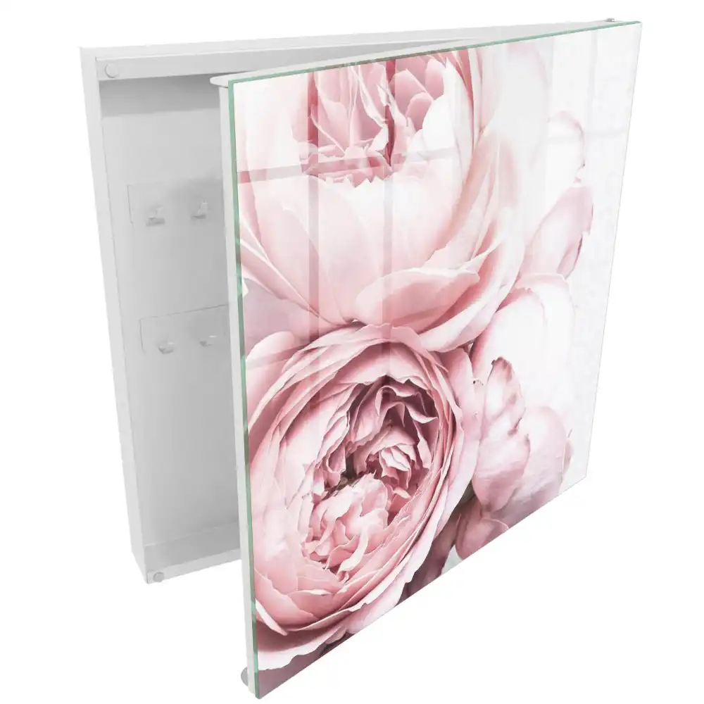 Boîte à clés murale des fleurs roses subtiles pleines d'élégance