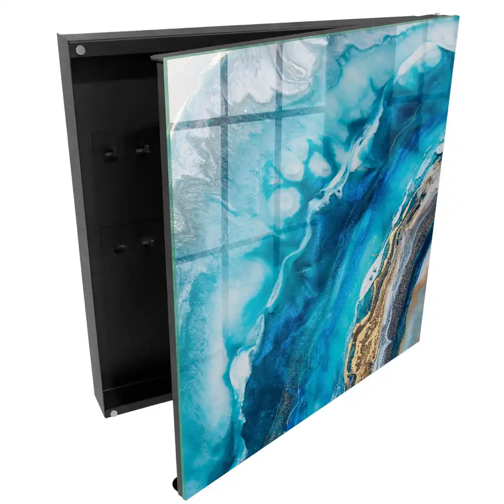 Boîte à clés vagues turquoise avec des touches de blanc