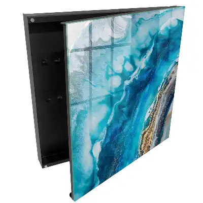 Boîte à clés vagues turquoise avec des touches de blanc