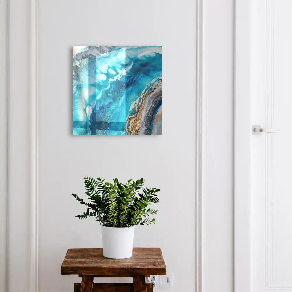 Boîte à clés vagues turquoise avec des touches de blanc