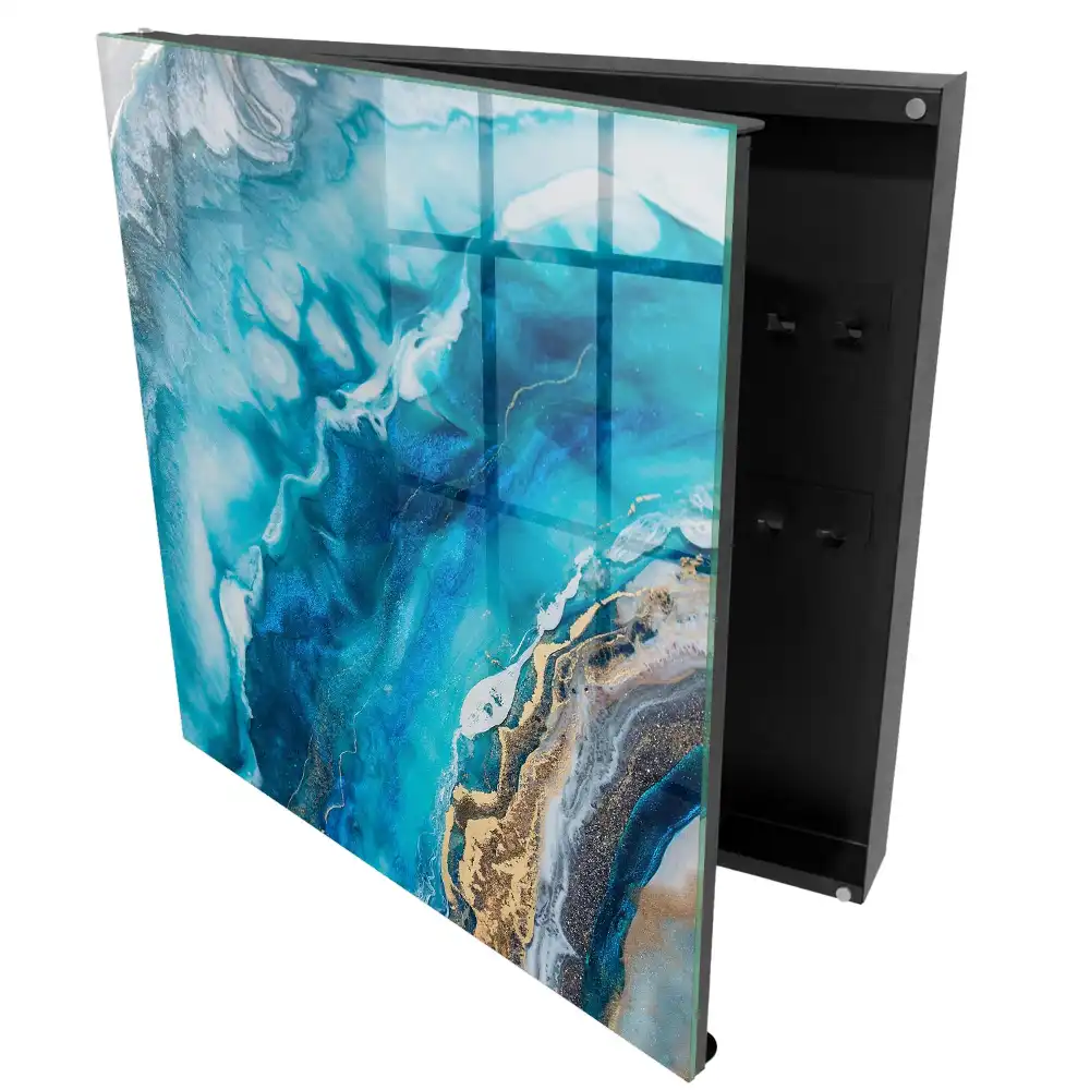 Boîte à clés vagues turquoise avec des touches de blanc
