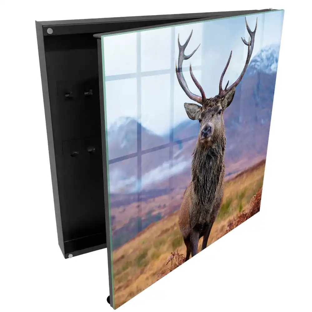 Boîte à clés des cerfs se détachant sur fond de montagnes dans un paysage d'automne