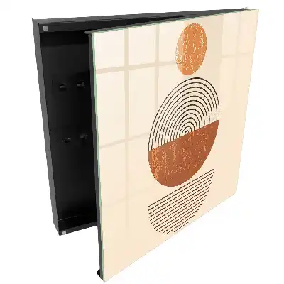 Armoire à clés disposition symétrique de cercles et de lignes sur fond beige